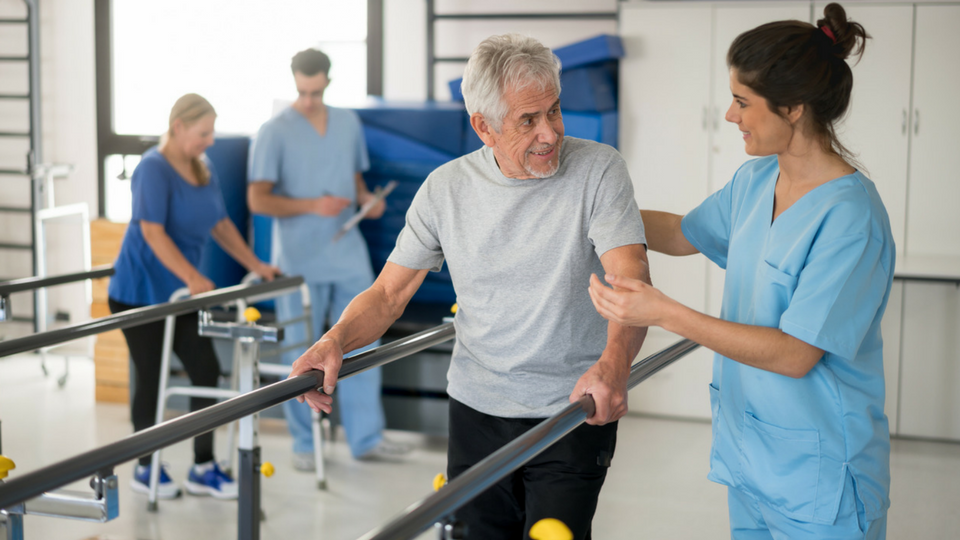 Patient receiving personalized in-home physical therapy